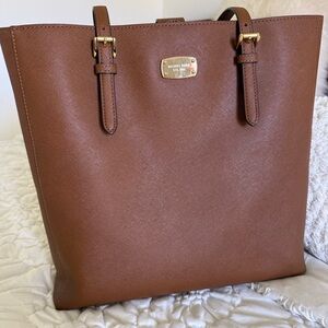 Michael Kors Saffiano Leather Tote with Gold Hardware